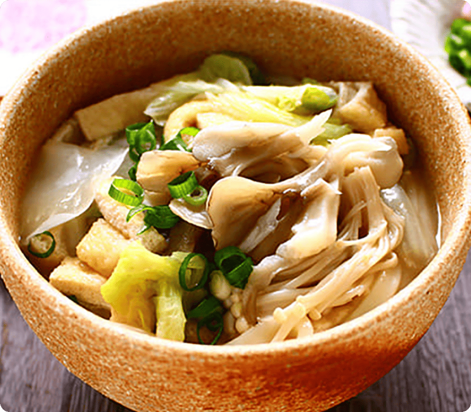 たっぷりきのこのすっぽんスープうどん