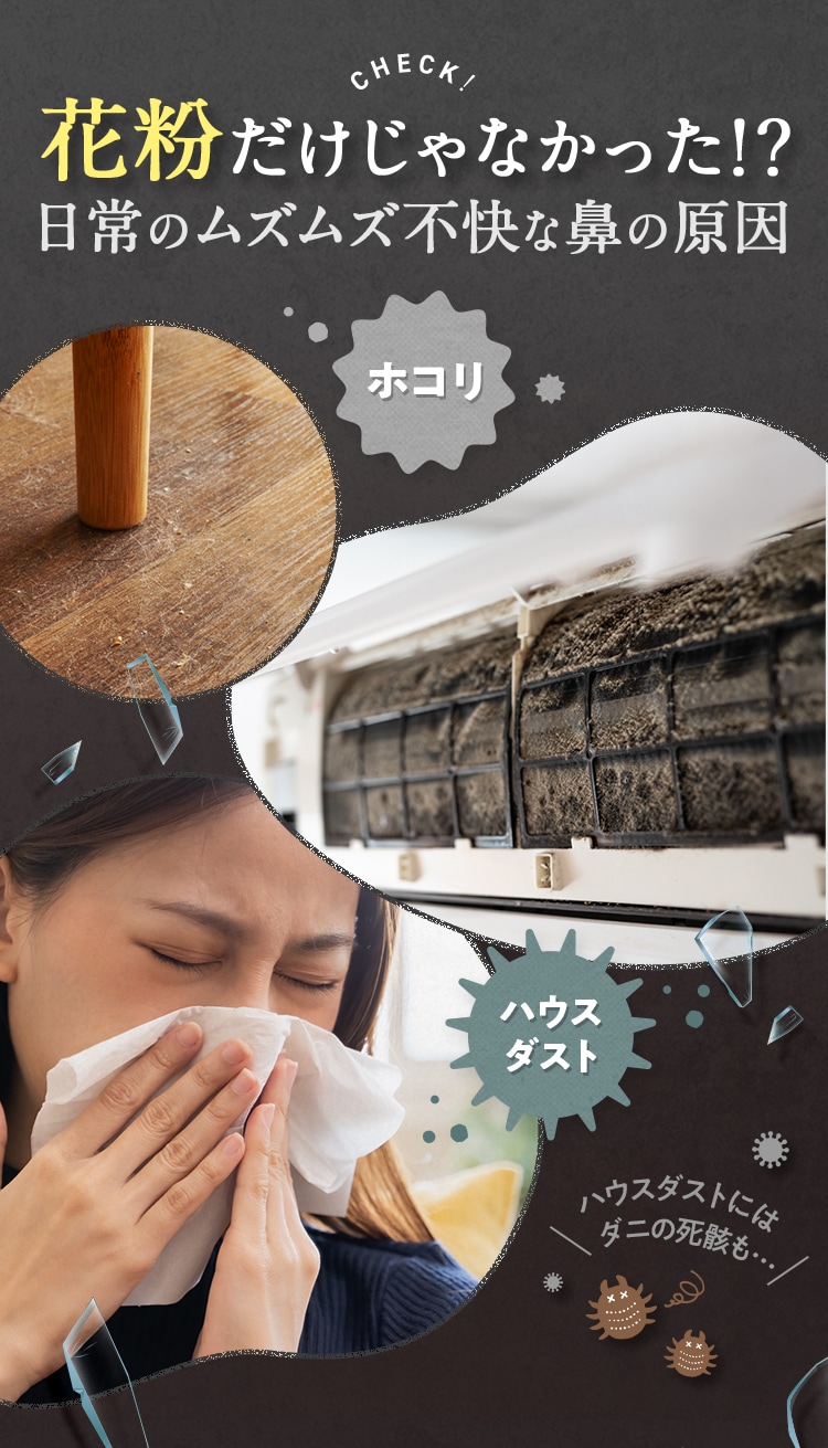 花粉だけじゃなかった！？ 日常のムズムズ不快な鼻の原因 ホコリ ハウスダスト