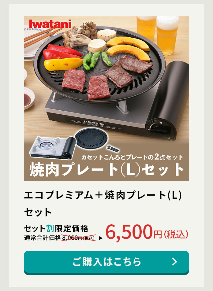 エコプレミアム+焼肉プレート(L)セット。セット割価格は6,500円!